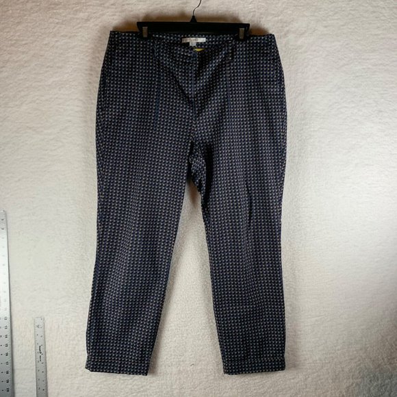 Boden Women's Navy Tan Check Pattern Ankle Trouser Dress Pants Size 12 8803 - Picture 1 of 9